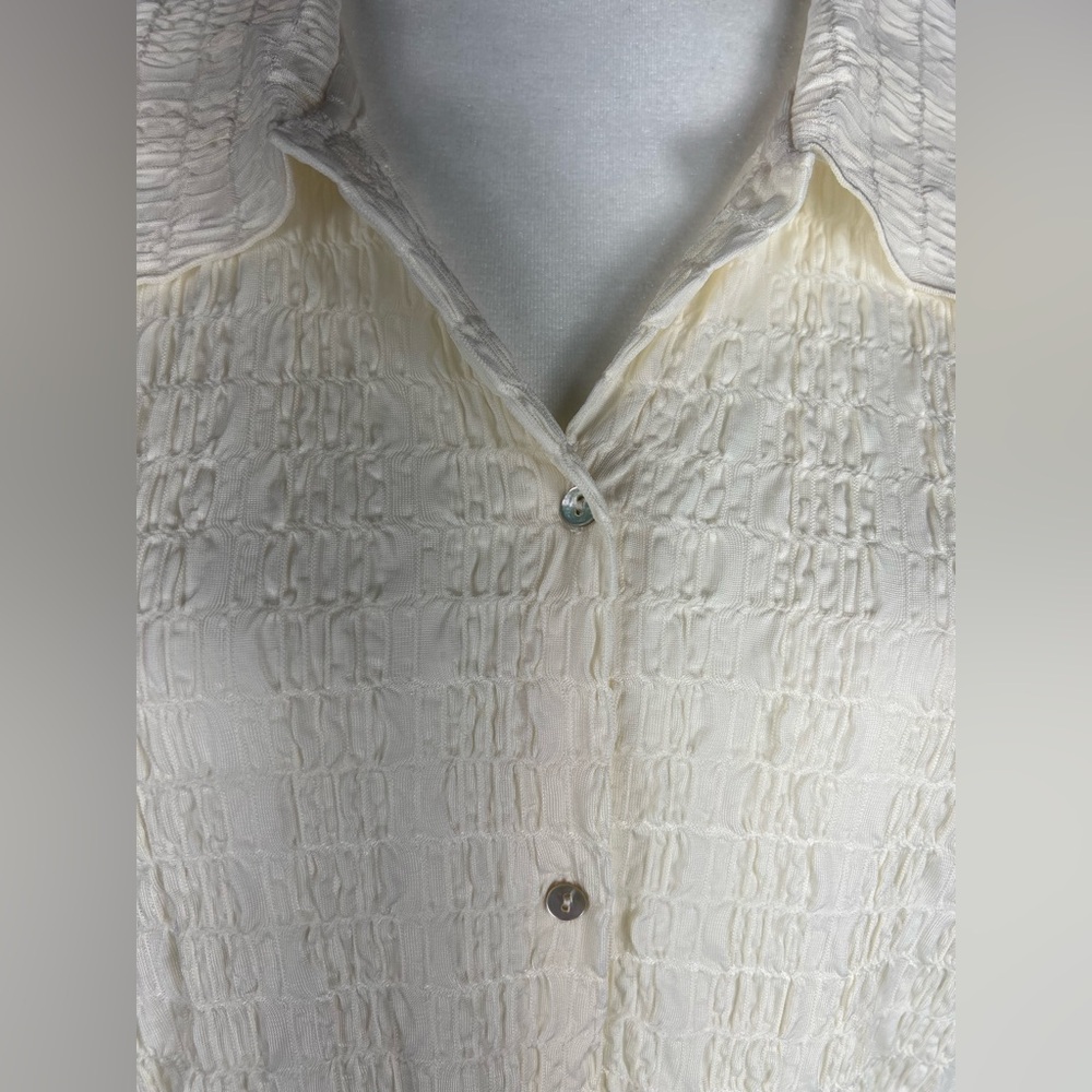 Vince Smock Short Sleeve Women's Cream Button-Up Top, XL, NWT - Picture 10 of 16